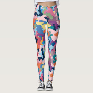 Legging Cores de Abstrato de Camuflagem