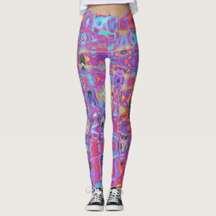 Legging Cores de Arco-íris Abstrato Cósmico Ondulações Ret