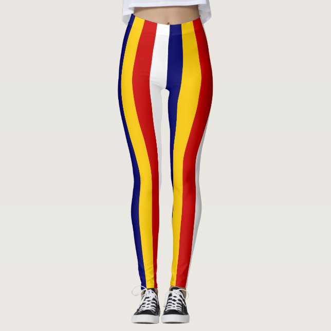 Legging Cores de Bandeira Nacionais da Malásia Verticais (Frente)