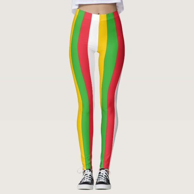 Legging Cores de Bandeira Nacionais de Mianmar Verticais (Frente)