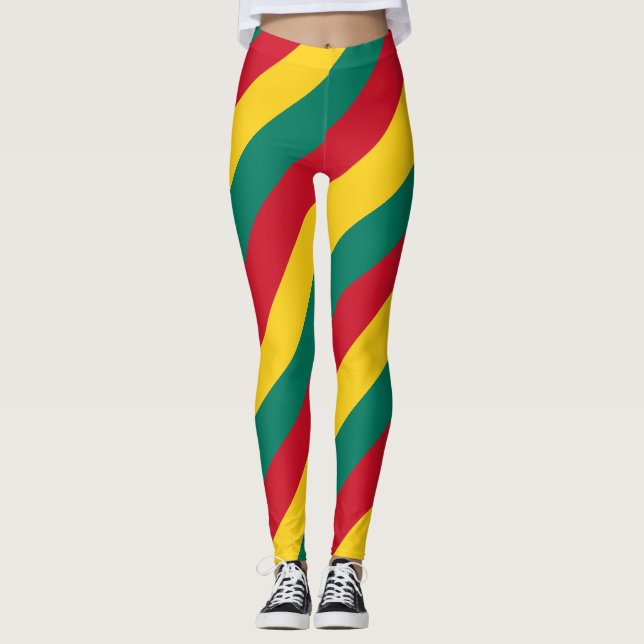 Legging Cores de Bandeira Nacionais dos Camarões, com dist (Frente)