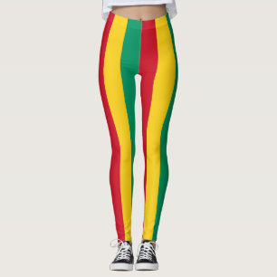 Legging Cores de Bandeira Nacional da Guiné Verticais