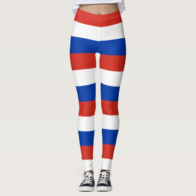 Legging Cores de Bandeiras Nacionais da Rússia Horizontais (Frente)
