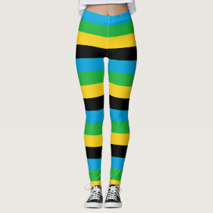 Legging Cores de Bandeiras Nacionais da Tanzânia Horizonta