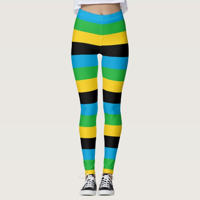 Legging Cores de Bandeiras Nacionais da Tanzânia Horizonta (Frente)