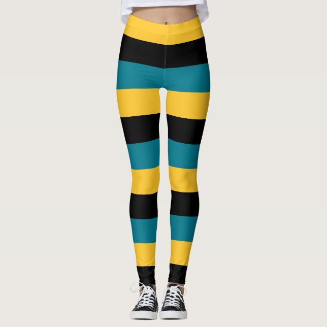 Legging Cores de Bandeiras Nacionais das Bahamas Horizonta (Frente)