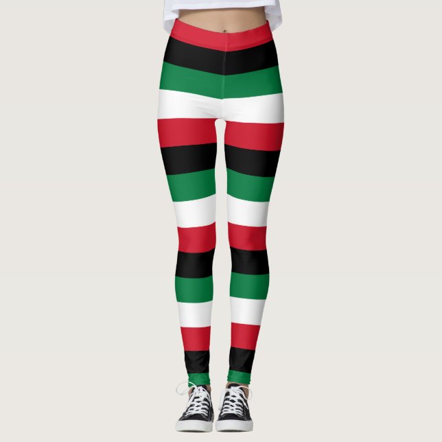 Legging Cores de Bandeiras Nacionais do Kuwait Horizontais (Frente)