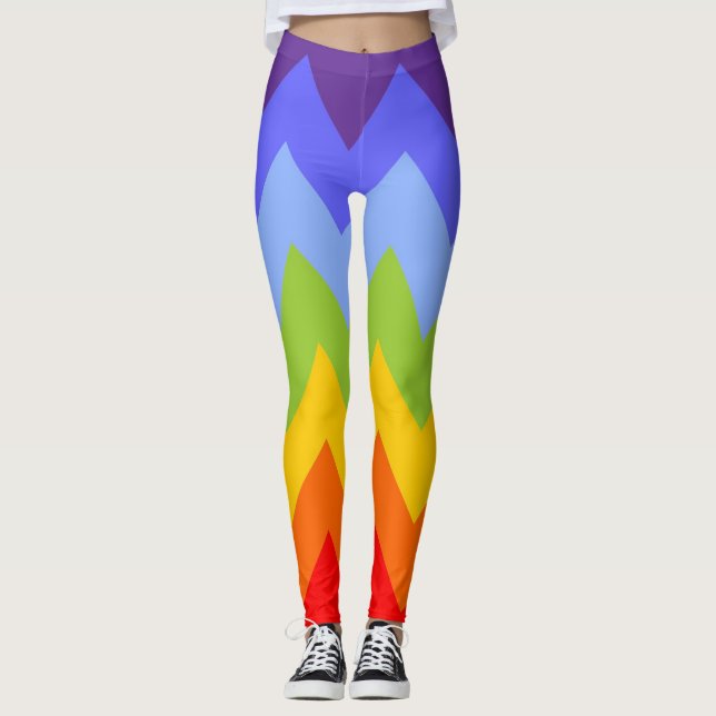 Legging Cores de Chakras / Rainbow - zigzag chevrons (Frente)