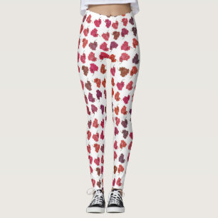 Legging Cores mistas flores padrão de motivo brilhante