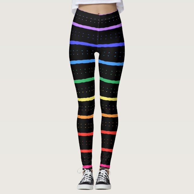 Legging Cores Preto Elegante e Arco-íris (Frente)