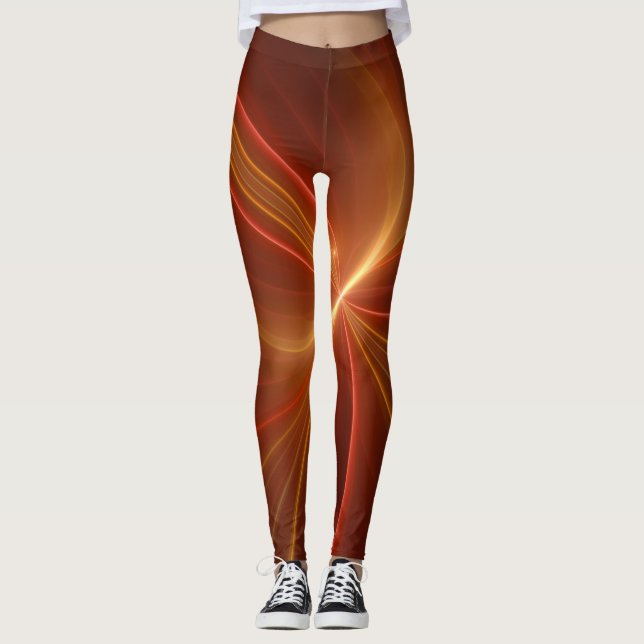 Legging Cores Quentes Modernas de Arte Fractal Mística Abs (Frente)