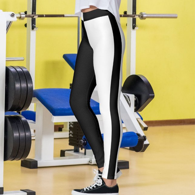 Legging Cores Sólidas Personalizadas Preto e Branco Listra (Criador carregado)