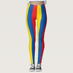 Legging Cores Verticais De Bandeira Do Equador, Stripadas 