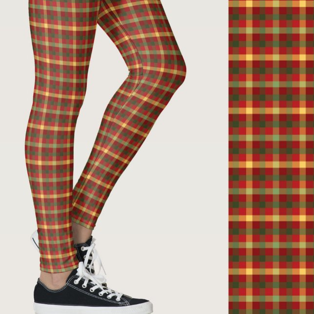 Legging Cores xadrez fofas de outono padrão sazonal (Criador carregado)