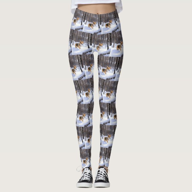 Legging Corgi Deixou nevar no Natal (Frente)
