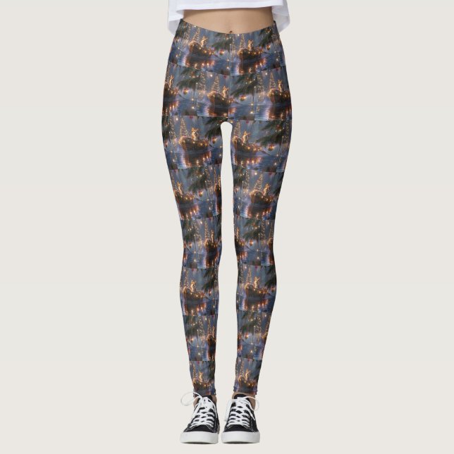 Legging Corgi Natal Festivo Voyage (Frente)