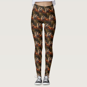 Legging Corgi Puppy Autumn Delight Pumpkin
