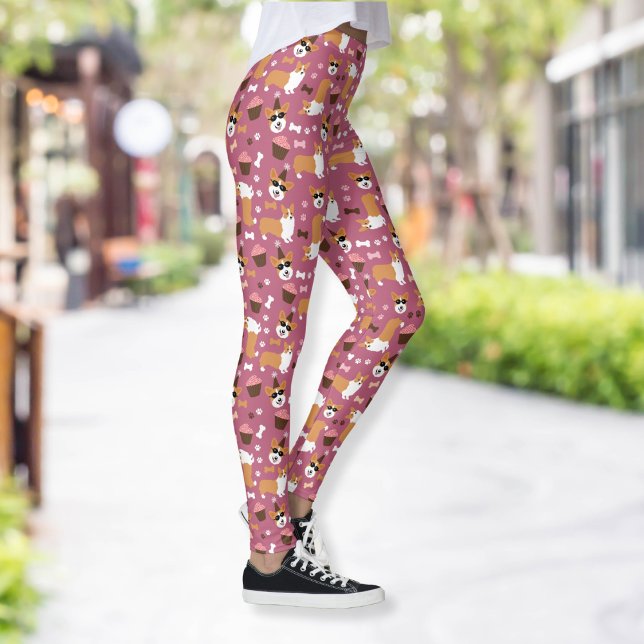 Legging Corgis e Cupcakes Welsh Corgi Party Hat (Corgis and Cupcakes Leggings in Pink)