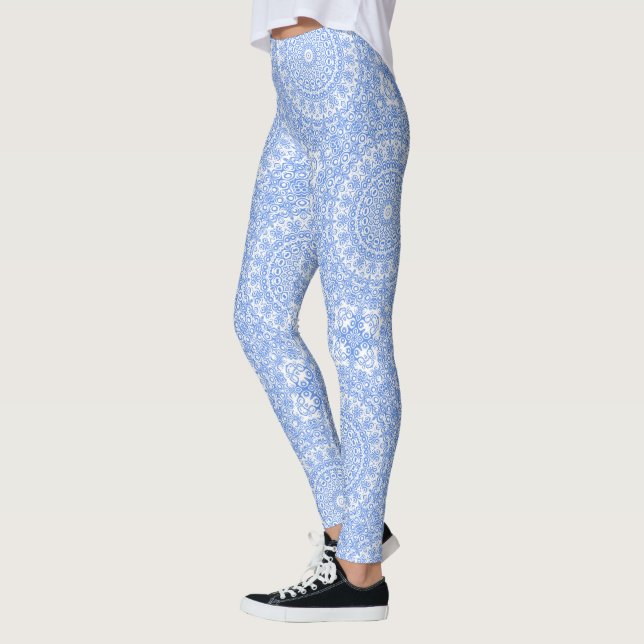 Legging Cornflower Blue Mandala Padrão (Esquerda)