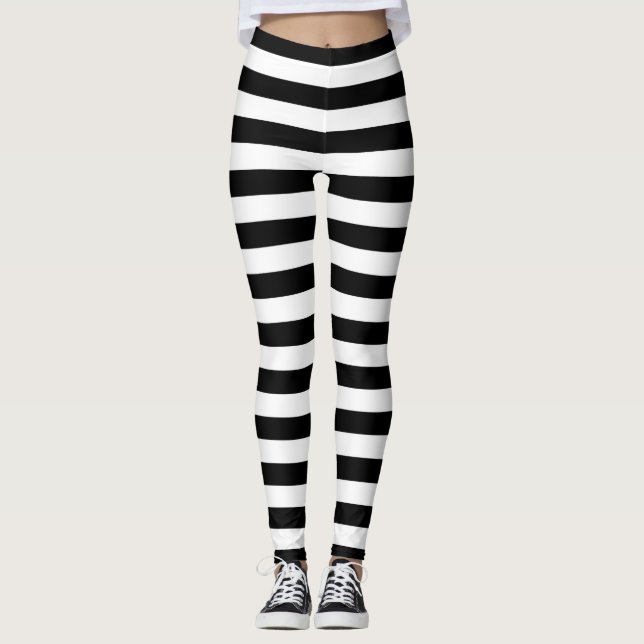 Legging Cornwall flag stripes black white line pattern sym (Frente)