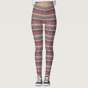 Legging Coroa cinza-branca-aztec-padrão-design