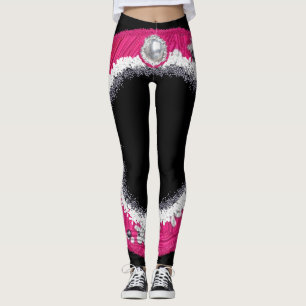 Legging Coroa de Natal rosa glamorosa