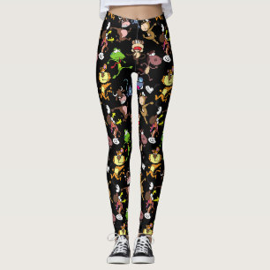 Legging Corra 2023, Desenhos animados fofos correndo em to
