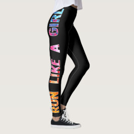 Legging Corre como uma garota preta do arco-íris