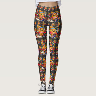 Legging Corredor Croissant Desenho Animado Linha de Chegad