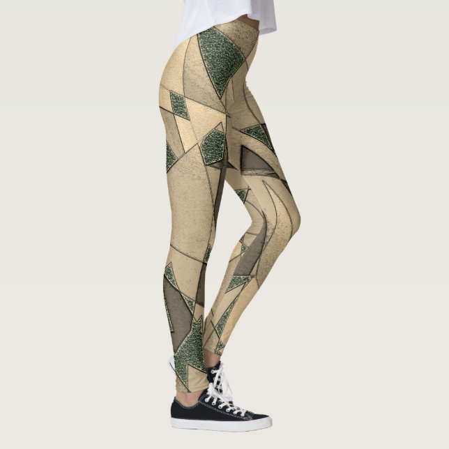 Legging Corte triangular bege em 'fundo verde escuro' (Direita)