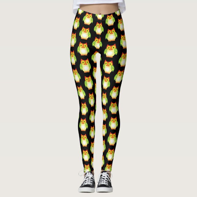 Legging Coruja das Estrelas - Verde Amarelo Vermelho (Frente)