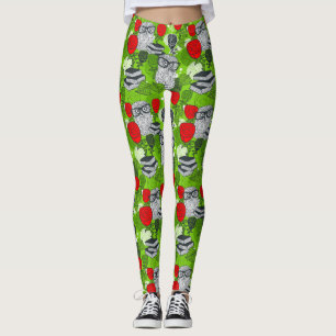 Legging Coruja nas rosas vermelhas