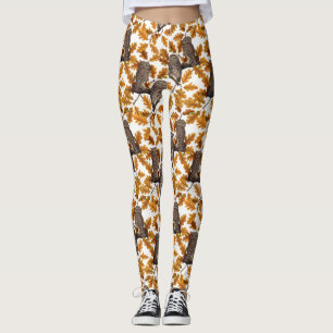 Legging Corujas de outono com algodão branco