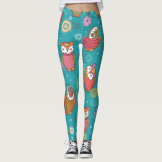 Legging Corujas Florais: Desenhadas à Mão, Sem Costuras.