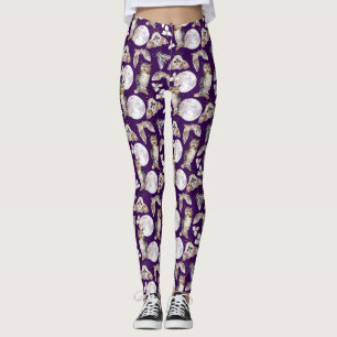 Legging Corujas Mariposas Lua Cheia No Roxo