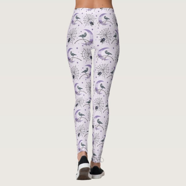 Legging Corvo de Teia de Aranha Caprichoso  Halloween  (Verso)