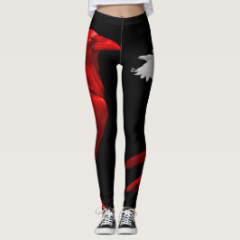 Legging corvo vermelho com corvo branco