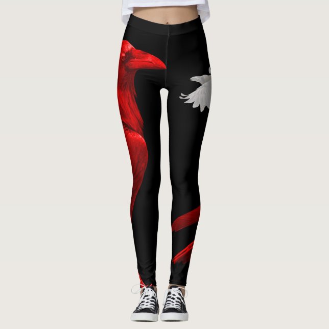 Legging corvo vermelho com corvo branco (Frente)