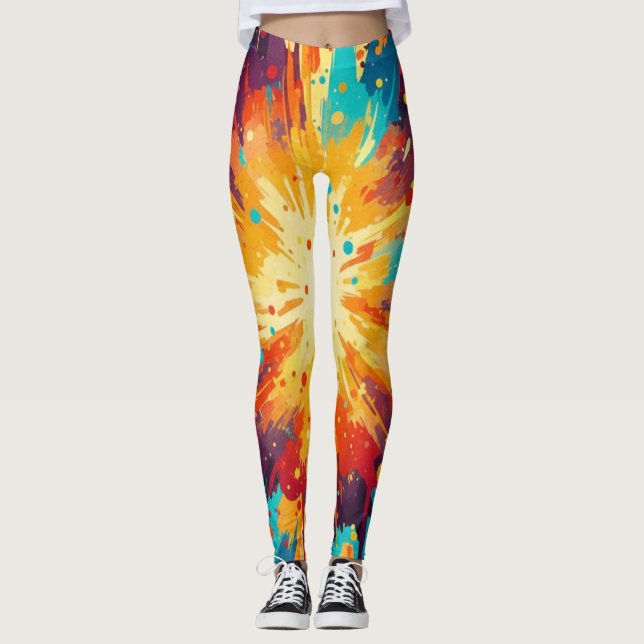 Legging Cosmic Burst Abstract Splatter Art (Frente)