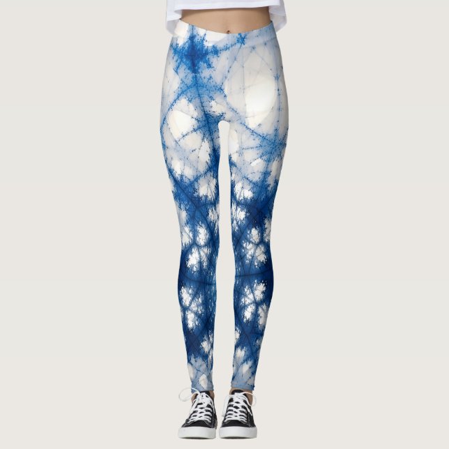 Legging Cosmic Fractal Energy Art | Blue Geometric Abstrac (Frente)