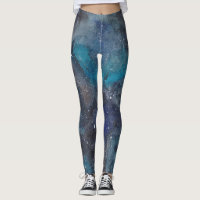 Cosmos de Aquarela em Espaço Azul e Negro