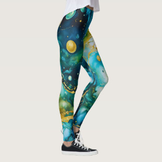 Legging Cosmos Dourado de Álcool Verde Azul