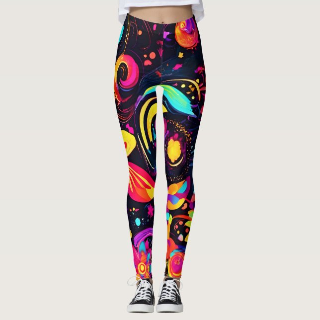 Legging Cosmos Florais Psicodélicos (Frente)