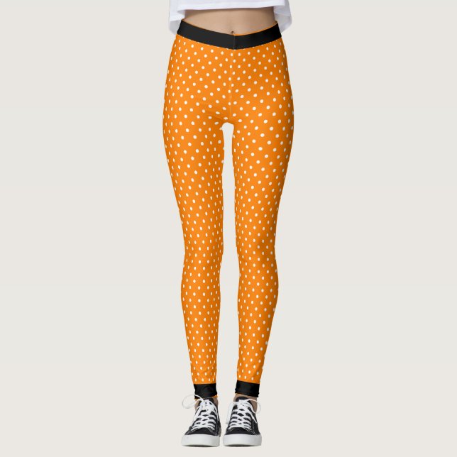 LEGGING COSTAS DE BOLINHAS DE LARANJA IMPRESSAS COM PRETO (Frente)