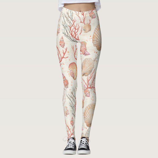 Legging Costeira russa - Conchas, Starfish, Recife (16) (Frente)
