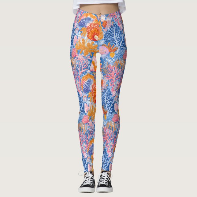 Legging Costeira russa - Conchas, Starfish, Recife (19) (Frente)