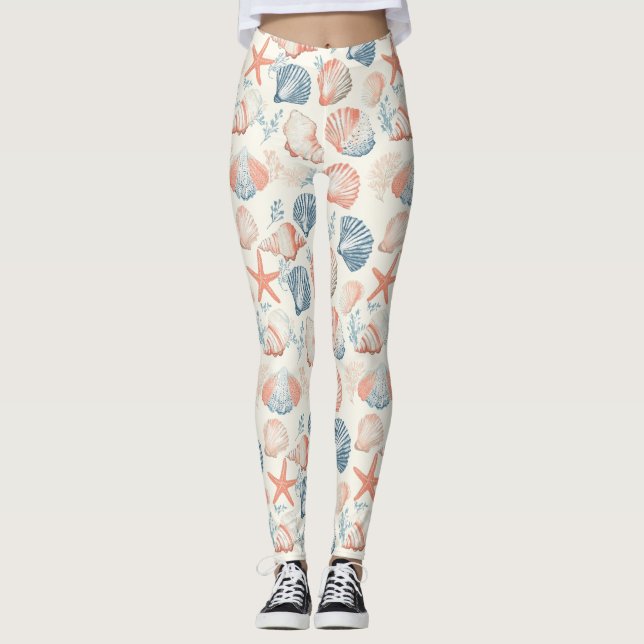 Legging Costeira russa - Conchas, Starfish, Recife (23) (Frente)