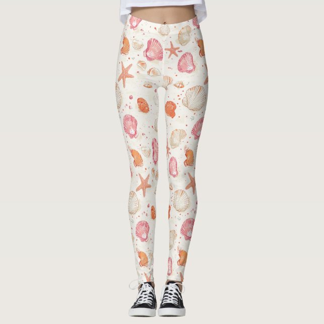 Legging Costeira russa - Conchas, Starfish, Recife (28) (Frente)