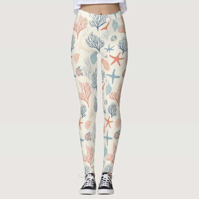 Legging Costeira russa - Conchas, Starfish, Recife (35) (Frente)