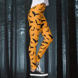 Legging Costume de Dia das Bruxas de Bats Negro e Laranja
